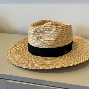 Brixton Joanna Straw Hat - Size L in Honey/Black